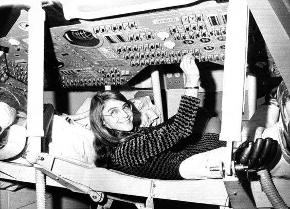 Margaret Hamilton working on the Apollo 8 Mission’s guidance computer.