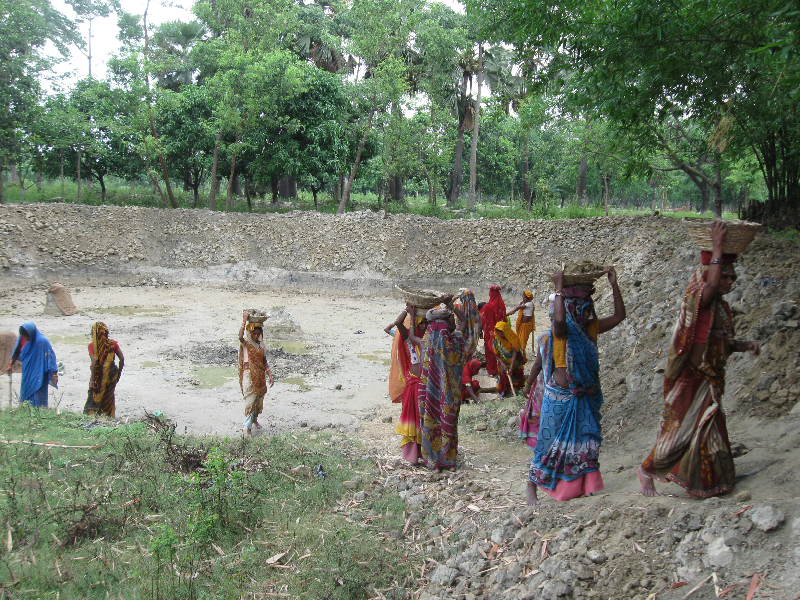 Women working at an NREGA (National Rural Employment Gurantee Act) worksite in a village in Bihar